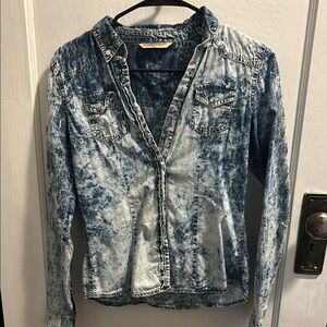 Denim Acid Wash Button-Up Shirt